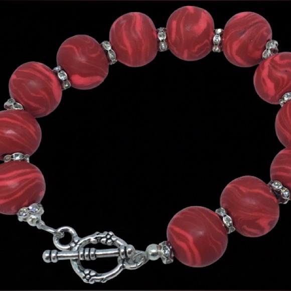 Unique Handmade Polymer Clay Bead Bracelet - Picture 8 of 11